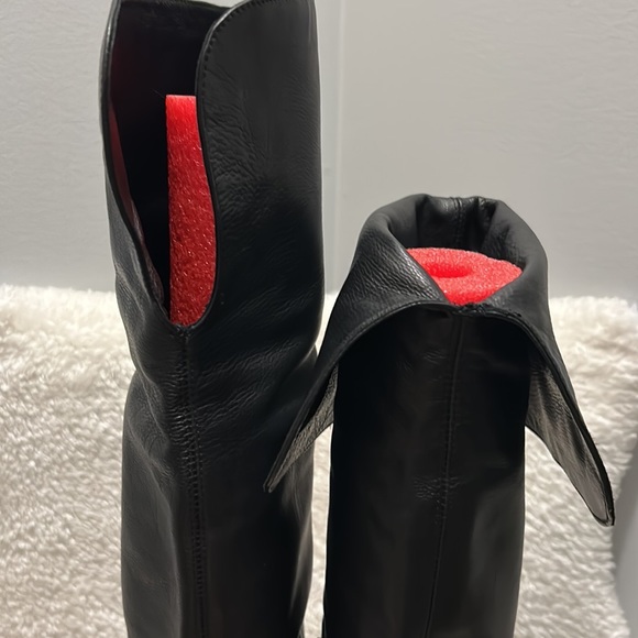 EUC Arnold Churgin Black Italian Handmade Leather Tall Kitten Heel / Pointed Toe - Picture 6 of 15